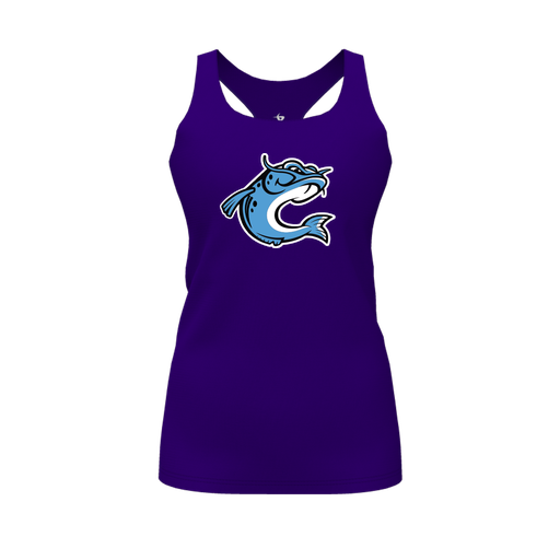 [FT0TRBPP-FYS-LOGO2] Decker Racerback Tank Top (Female Youth S, Purple, Logo 2)